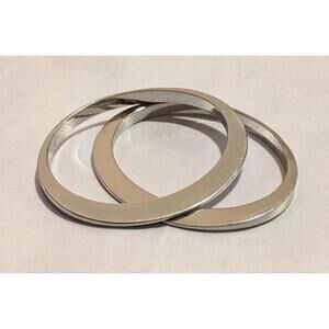 Pair of J.Crew Sleek And Modern Silver Tone Metal Bangle Bracelets GUC Signed